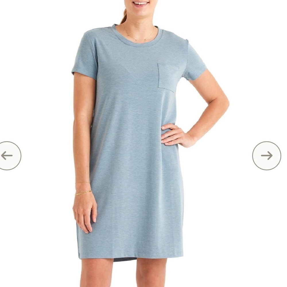 FreeFly Women's Bamboo Flex Pocket Dress Sz Small Light Blue Minimalist Outdoors